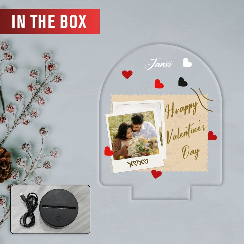 Personalized Happy Valentines Day LED Night Lamp with Automatic Color Changing Light Valentines Day Gift for Boyfriend, Girlfriend, Husband Wife